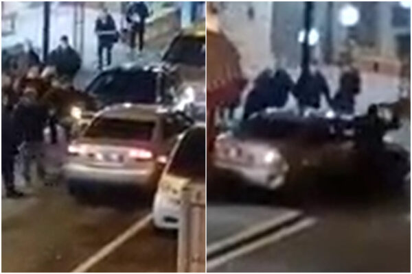 In auto contromano rischia di investire i passanti, la folla lo vuole linciare