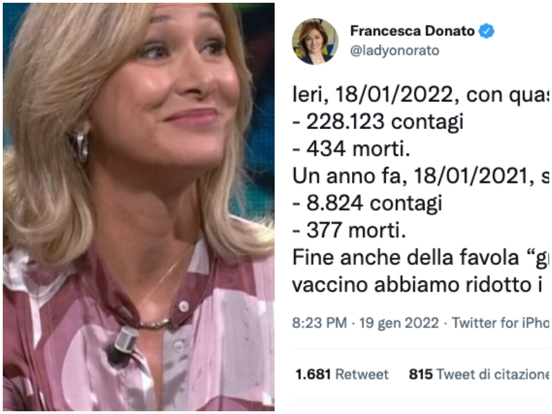 Francesca Donato, la No Vax che dimostra l’efficacia dei vaccini: “Fine della favola”