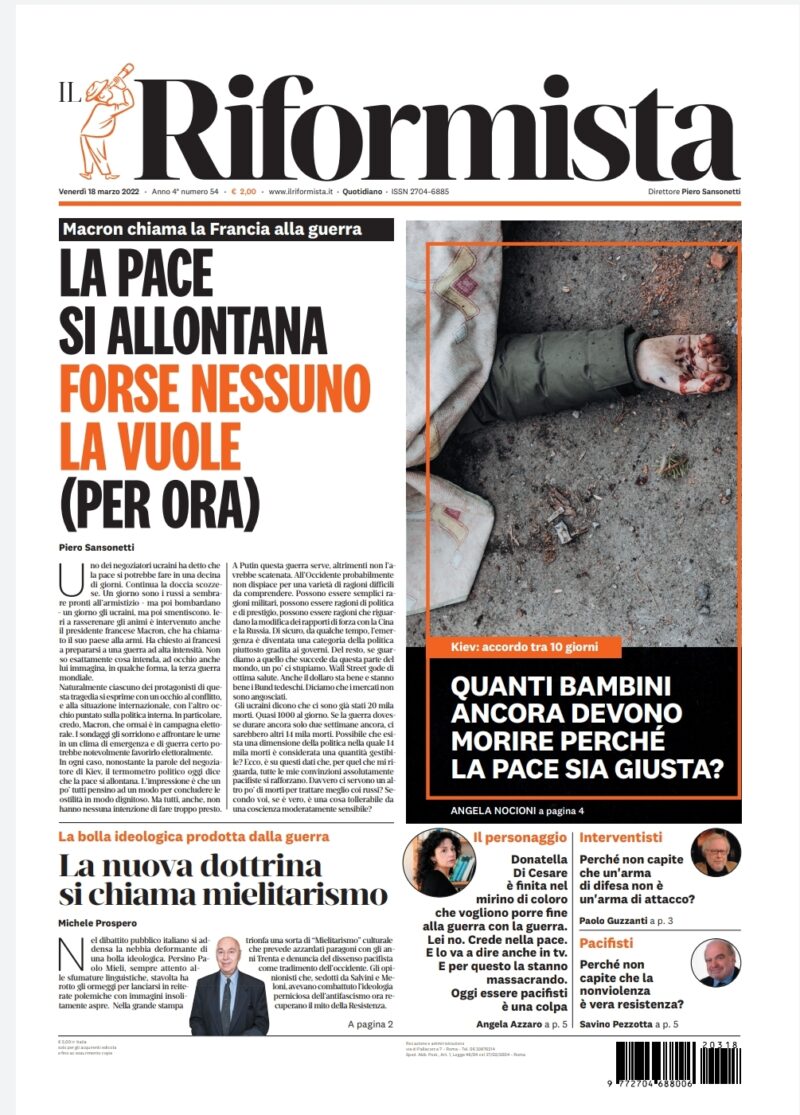 Quotidiano del 18 marzo 2022