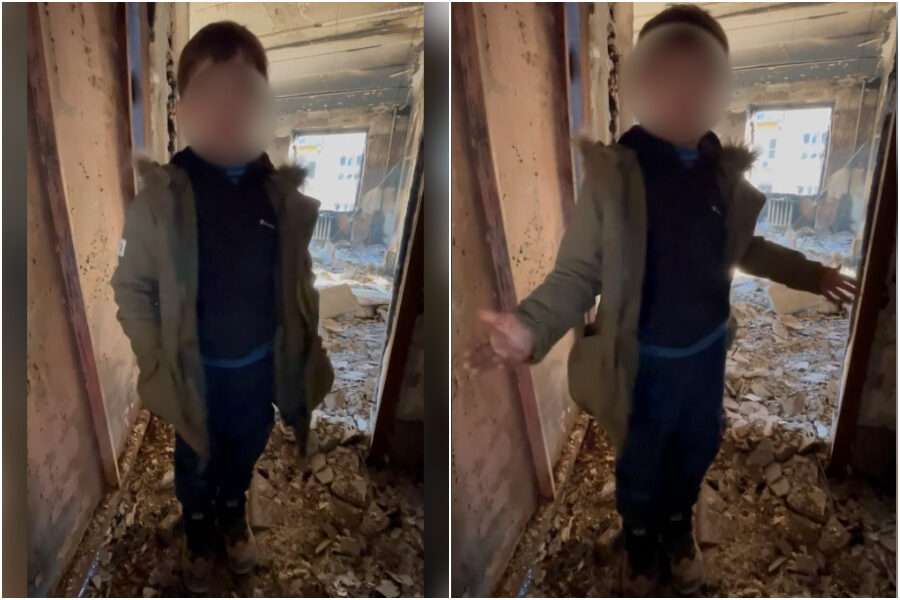 Il dramma di Mariupol, il piccolo Makar mostra la sua casa distrutta: “Grazie ai ‘salvatori della Russia’ per tutto questo”