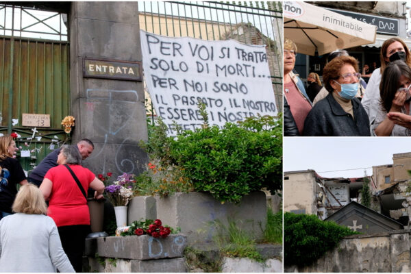 Crolli al cimitero di Poggioreale, la protesta dei familiari: “Non sono ossa, rivogliamo i nostri cari”