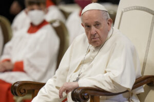 Pope Francis presides over a Mass for the Divine Mercy, in St. Peter’s Basilica, Sunday, April 24, 2022. (AP Photo/Andrew Medichini)
Pope Francis presides over a Mass for the Divine Mercy, in St. Peter’s Basilica, Sunday, April 24, 2022. (AP Photo/Andrew Medichini)
