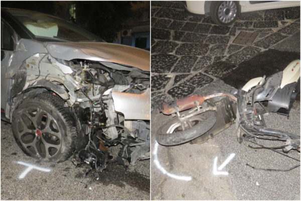 Scooter si schianta contro un’auto, a bordo tre ragazzine senza casco: grave 16enne