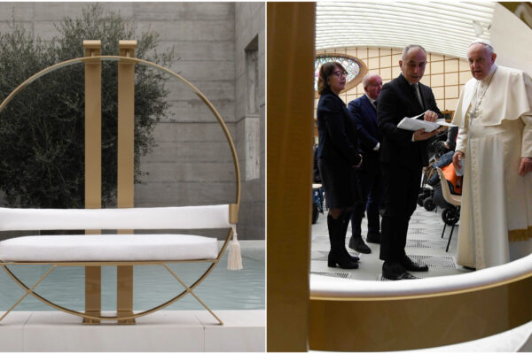 Papa Francesco riceve in dono il “Trono dell’Accoglienza”: simbolo di pace realizzato dal napoletano Del Vaglio