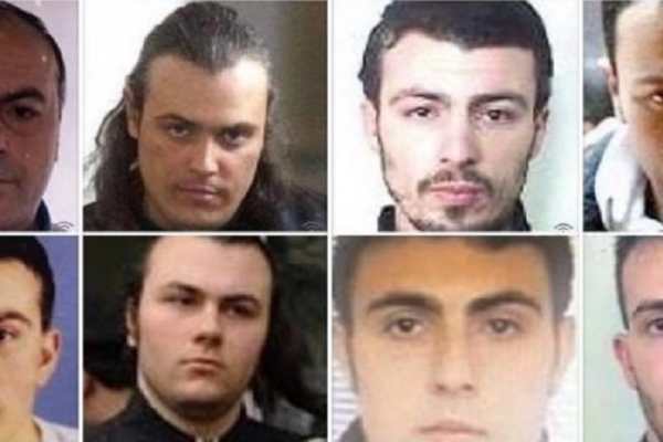 In alto da sinistra: Paolo Di Lauro e i figli Cosimo, Vincenzo e Ciro.
In basso da sinistra: Marco, Nunzio, Salvatore e Raffaele