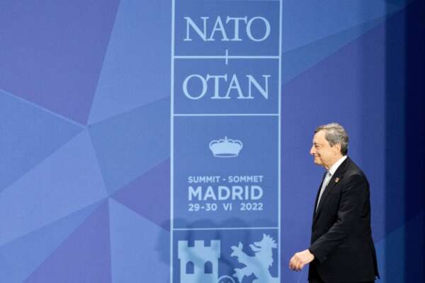 Foto Filippo Attili/Palazzo Chigi/LaPresse 29-06-2022 Madrid, Spagna Politica Il Presidente del Consiglio Mario Draghi al vertice NATO a Madrid – Secondo giornoDISTRIBUTION FREE OF CHARGE – NOT FOR SALE – Obbligatorio citare la fonte LaPresse/Palazzo Chigi/Filippo Attili Foto Filippo Attili/Palazzo Chigi/LaPresse 29-06-2022 Madrid, Spagna Politica Il Presidente del Consiglio Mario Draghi al vertice NATO a Madrid – Secondo giornoDISTRIBUTION FREE OF CHARGE – NOT FOR SALE – Obbligatorio citare la fonte LaPresse/Palazzo Chigi/Filippo Attili