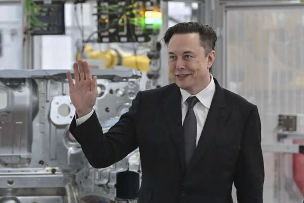 FILE – Tesla CEO Elon Musk attends the opening of the Tesla factory Berlin Brandenburg in Gruenheide, Germany, Tuesday, March 22, 2022. Musk has used Twitter to announce he had met with Pope Francis. Musk used the @Pontifex handle in tweeting that he was “honored” to meet with Francis on Friday, July 1, 2022. (Patrick Pleul/Pool via AP, File) FILE – Tesla CEO Elon Musk attends the opening of the Tesla factory Berlin Brandenburg in Gruenheide, Germany, Tuesday, March 22, 2022. Musk has used Twitter to announce he had met with Pope Francis. Musk used the @Pontifex handle in tweeting that he was “honored” to meet with Francis on Friday, July 1, 2022. (Patrick Pleul/Pool via AP, File)