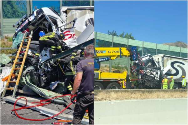Si schianta in camion in autostrada contro le barriere, resta intrappolato tra le lamiere: code chilometriche