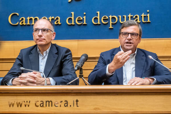 Foto Mauro Scrobogna/LaPresse
02-08-2022 Roma (Italia) Politica – Elezioni politiche – incontro PD Azione +EUROPA – Nella foto: il segretario PD Enrico Letta, il leader di Azione Carlo Calenda in occasione dell’incontro tenutosi alla Camera dei Deputati per definire le alleanze in vista delle elezioni politiche
02-08-2022 Rome (Italy) Politics – Political elections – PD Action + EUROPE meeting – In the photo: PD Secretary Enrico Letta, Action leader Carlo Calenda at the meeting held to the Chamber of Deputies to define alliances in view of the political elections Foto Mauro Scrobogna/LaPresse
02-08-2022 Roma (Italia) Politica – Elezioni politiche – incontro PD Azione +EUROPA – Nella foto: il segretario PD Enrico Letta, il leader di Azione Carlo Calenda in occasione dell’incontro tenutosi alla Camera dei Deputati per definire le alleanze in vista delle elezioni politiche
02-08-2022 Rome (Italy) Politics – Political elections – PD Action + EUROPE meeting – In the photo: PD Secretary Enrico Letta, Action leader Carlo Calenda at the meeting held to the Chamber of Deputies to define alliances in view of the political elections
