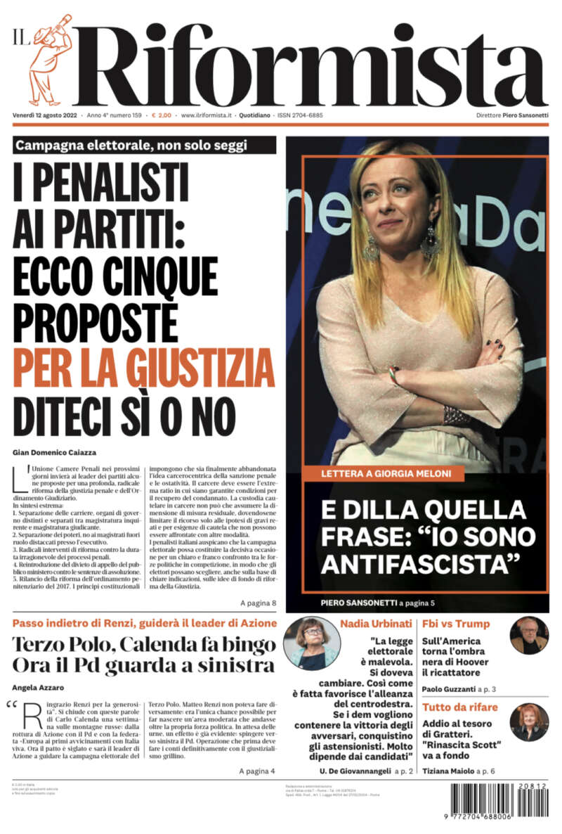 Quotidiano del 12 agosto 2022