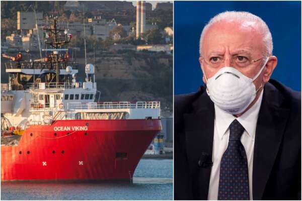 Ocean Viking a Salerno con 238 migranti e 149 bambini, De Luca: “Stop allo sbarco, focolaio Covid a bordo”