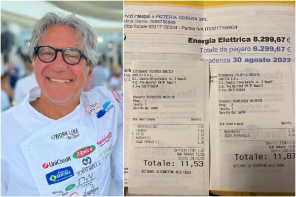 La pizzeria Gorizia di Napoli e lo scontrino col ‘contributo’ per gas ed energia: “Aumento in bolletta del 300%”
