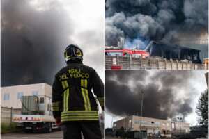 Incendio alla Nitrolchimica di San Giuliano Milanese, colonna di fumo altissima e feriti: “Chiudete le finestre”