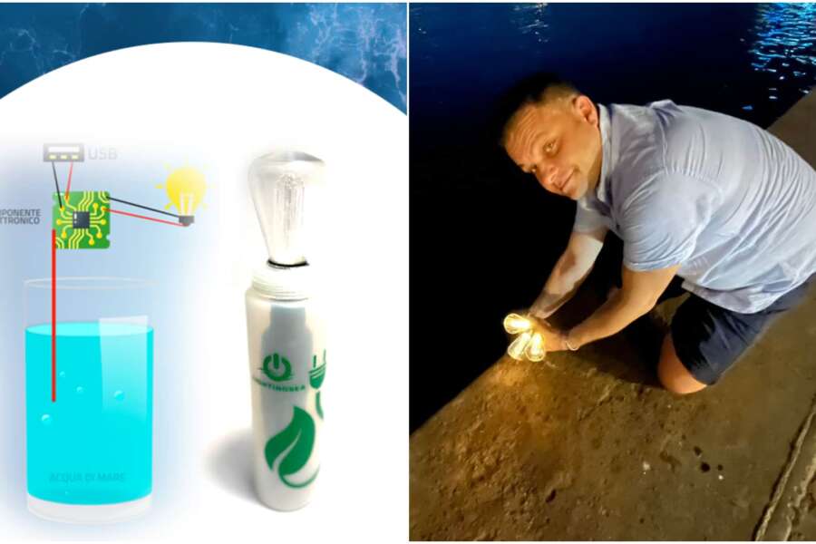 La batteria che si carica ad acqua di mare, da Napoli l’idea green: “Bastano 200 cc per 100 ore di illuminazione”