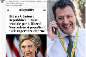 Per Matteo Salvini Hillary Clinton è “la moglie di”: il post del segretario della Lega