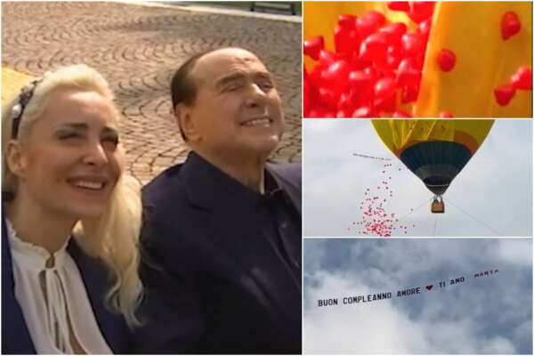 Silvio Berlusconi compie 86 anni, la sorpresa di Marta Fascina: nel video la mongolfiera e i palloncini