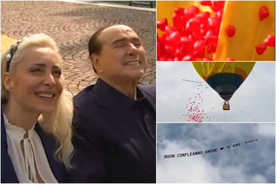 Silvio Berlusconi compie 86 anni, la sorpresa di Marta Fascina: nel video la mongolfiera e i palloncini