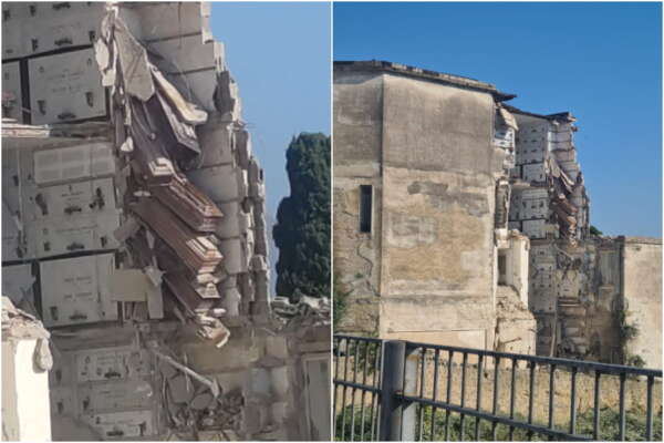 Crolla un’altra Congrega al cimitero di Poggioreale, bare in bilico a vista: “Un disastro annunciato”