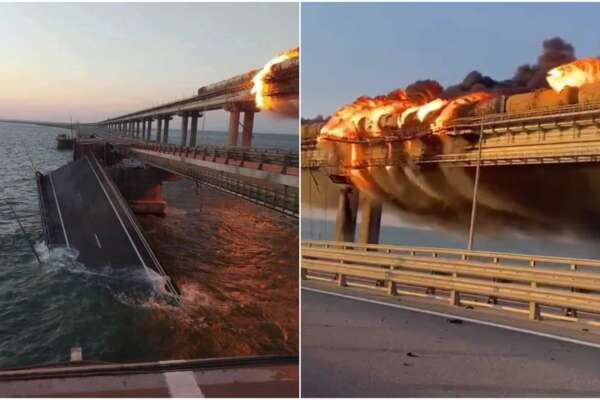 Colpito il ponte della Crimea: “Sono stati gli ucraini. Kiev: “Buon compleanno Mr.Putin. È solo l’inizio”