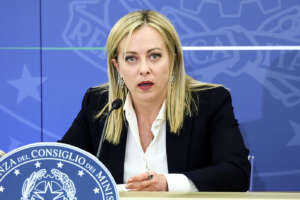 Foto Roberto Monaldo / LaPresse
04-11-2022 Roma (Italia) 
Politica
Conferenza stampa al termine del Consiglio dei ministri
Nella foto Giorgia Meloni

04-11-2022 Rome (Italy)
Politics
Press conference after the Cabinet of ministers
In the pic Giorgia Meloni