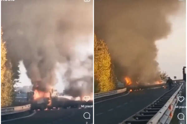 Camion e auto incendiati e spari sulla statale, è da film l’assalto al portavalori: tre feriti