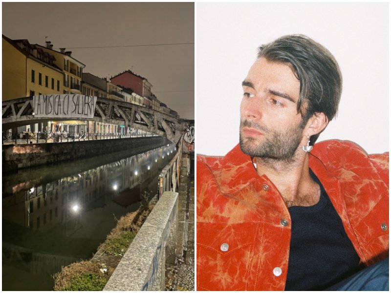 Chi è Michelangelo Vood, il cantante degli striscioni tra Darsena e Navigli a Milano: “La musica ci salverà”