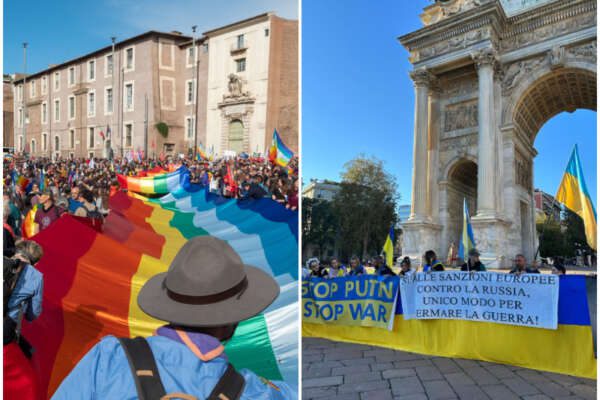 Si sfila per la pace in Ucraina, è guerra tra le piazze di Milano e Roma: scontro a distanza Conte-Calenda