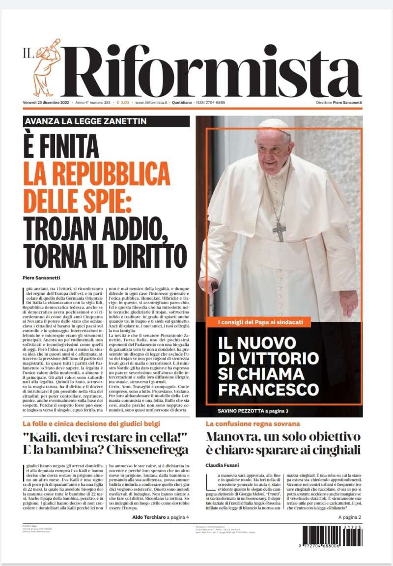 Quotidiano del 23 dicembre 2022