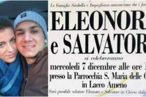 Frana a Ischia, l’addio a Salvatore e Eleonora: “Un tragico destino vi ha voluto per sempre  insieme”