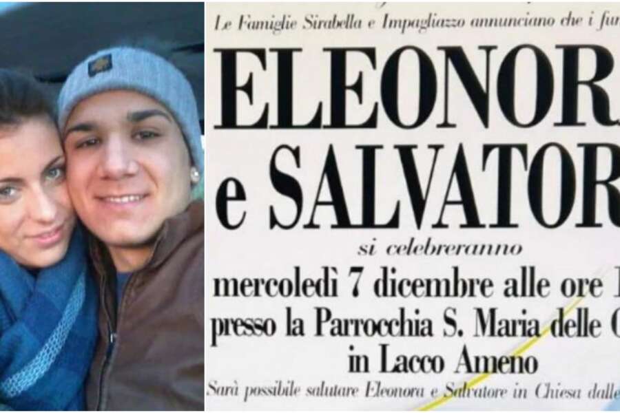 Frana a Ischia, l’addio a Salvatore e Eleonora: “Un tragico destino vi ha voluto per sempre  insieme”