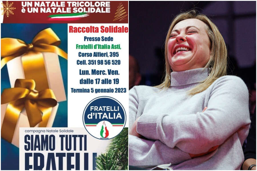 Sovranisti anche a Natale, Fratelli d’Italia e la raccolta solidale ad Asti solo “per famiglie di origine italiana”: è polemica