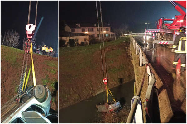 Auto sfonda barriere e vola nel canale: tre giovani morti e un ferito
