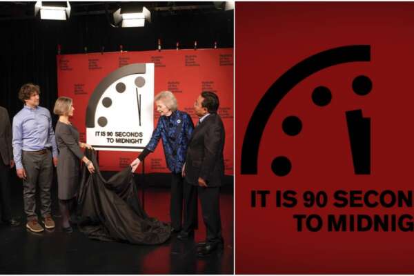 Che cos’è e come funziona ‘l’orologio dell’apocalisse’, l’aggiornamento dell’ora al 2023: “90 secondi a mezzanotte”