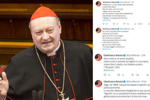 Non son solo canzonette, il cardinal Ravasi segue Sanremo e chiede ai suoi follower: “Aiutatemi a comprendere le voci più giovani”