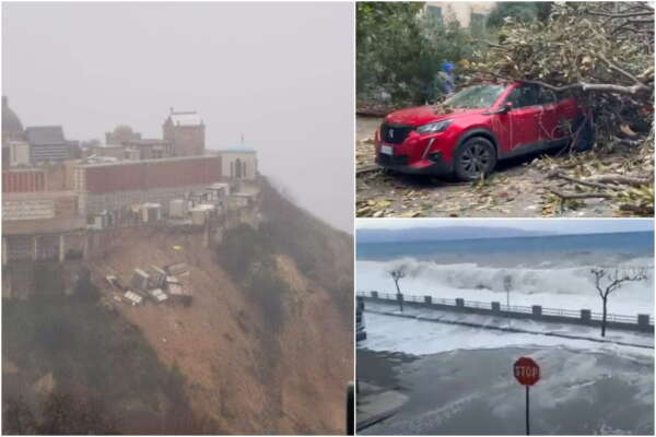 Maltempo in Sicilia, mareggiate e vento forte si abbattono sull’isola: crolla cimitero di Mineo nel catanese