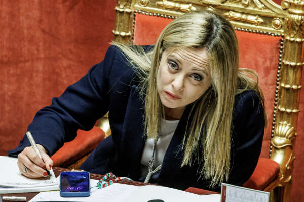 Foto Roberto Monaldo / LaPresse
21-03-2023 Roma 
Politica
Senato – Comunicazioni del presidente del Consiglio Giorgia Meloni sul prossimo Consiglio europeo
Nella foto Giorgia Meloni

21-03-2023 Rome (Italy)
Politics
Senate – Communications from Prime Minister Giorgia Meloni on the next European Council
In the pic Giorgia Meloni