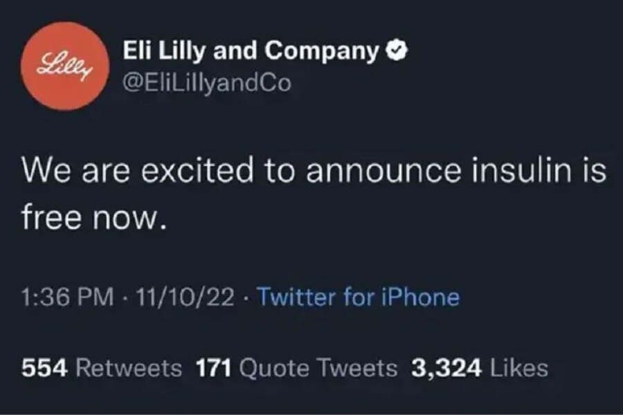 Insulina, finto tweet fa crollare colosso farmaceutico: Eli Lilly perde 15 miliardi in un giorno