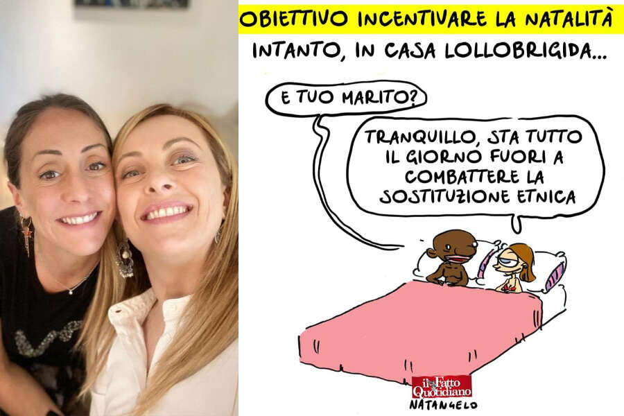 Vignetta di Natangelo contro Lollobrigida e Meloni: “Allusioni indegne e oscene”