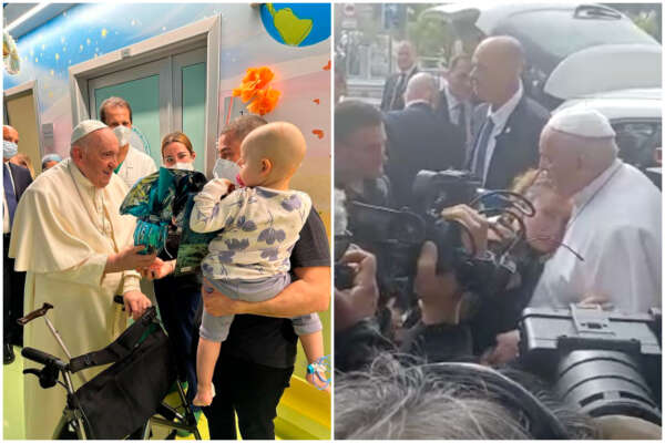 Papa Francesco lascia l’ospedale: “Sono ancora vivo, solo un malessere”, l’abbraccio con mamma che ha perso figlia