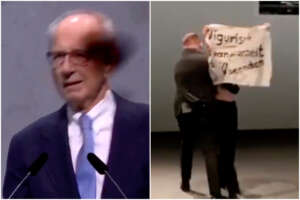 Ambientalisti lanciano torta contro amministratori delegati Volkswagen: “Stop lavori forzati Uiguri”