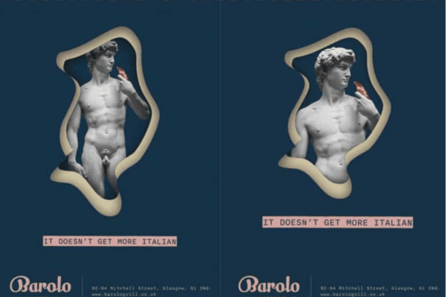 Censura per il David di Michelangelo: a Glasgow bloccate affissioni pubblicitarie di un ristorante