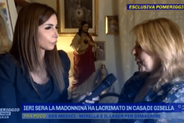 La Madonna di Trevignano piange davanti alle telecamere: l’esclusiva di Pomeriggio 5