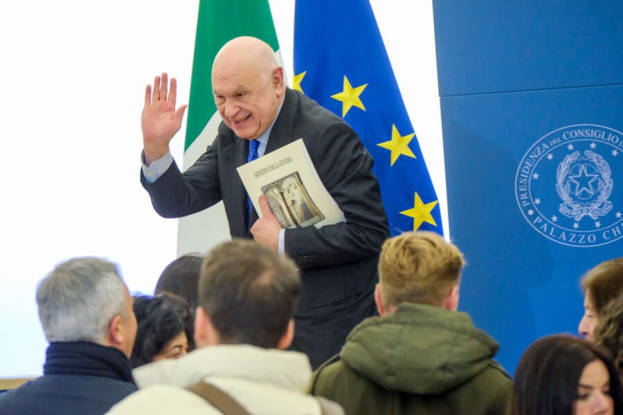 Foto Mauro Scrobogna/LaPresse 
31-01-2023 Roma (Italia) Politica – Conferenza Stampa Consiglio dei Ministri – Nella foto: il Ministro della Giusizia Carlo Nordio

January 31, 2023 Rome (Italy) Politics – Press Conference Council of Ministers – In the photo: Minister of Justice Carlo Nordio