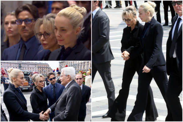 L’addio a Berlusconi, Fascina e Marina mano nella mano: lacrime, carezze e sguardo fisso su Silvio