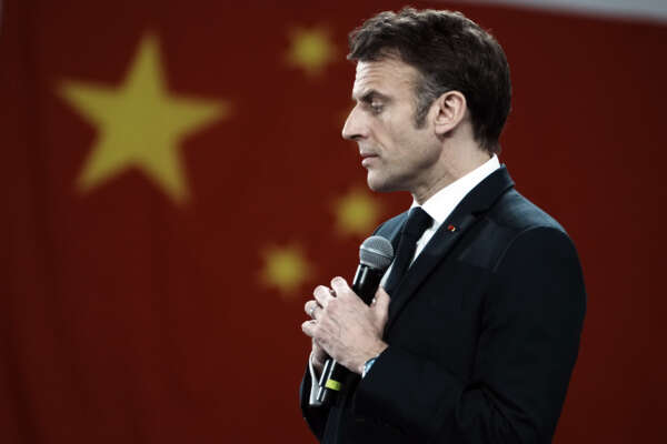 France’s President Emmanuel Macron delivers a speech at the Sun Yat-sen university in Guangzhou, China, Friday, April 7, 2023. (AP Photo/Thibault Camus)

Associated Press/LaPresse

EDITORIAL USE ONLY/ONLY ITALY AND SPAIN