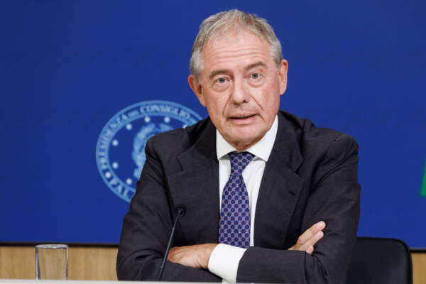 Foto Roberto Monaldo / LaPresse
07-08-2023 Roma 
Politica
Palazzo Chigi – Conferenza stampa al termine del Consiglio dei ministri
Nella foto Adolfo Urso

07-08-2023 Rome (Italy)
Politics
Chigi palace – Press conference at the end of the Council of ministers
In the pic Adolfo Urso