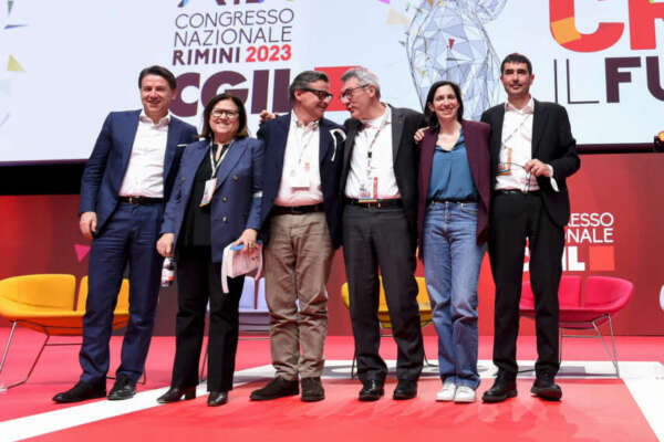MAURIZIO LANDINI CGIL, LUCIA ANNUNZIATA GIORNALISTA, ELLY SCHLEIN SEGRETARIA PD, NICOLA FRATOIANNI SINISTRA ITALIANA, GIUSEPPE CONTE M5S, CARLO CALENDA AZIONE