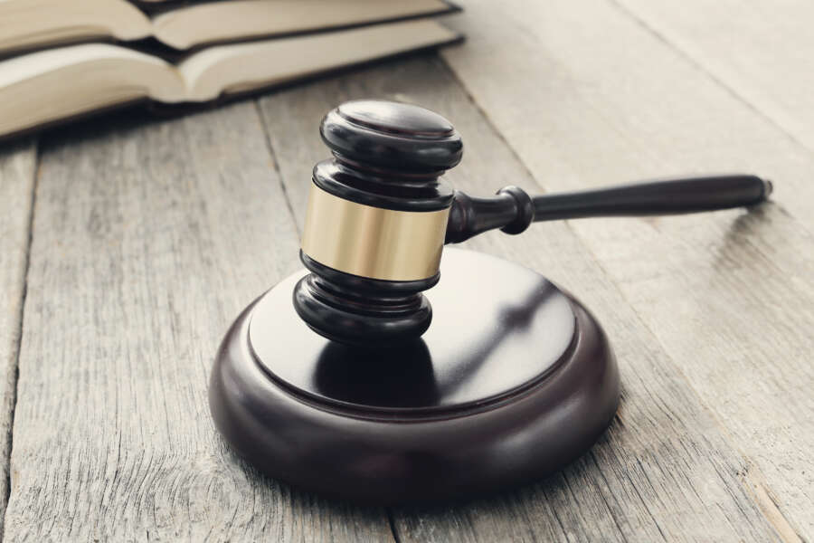 Justice. Judge hammer on the table