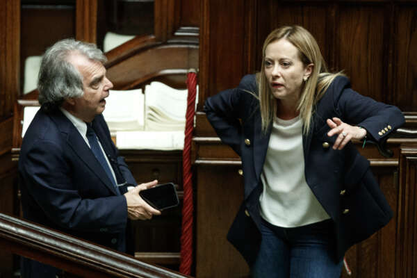 Foto Roberto Monaldo / LaPresse
15-09-2022 Roma (Italia) 
Politica
Camera dei Deputati – Dl Aiuti bis
Nella foto Renato Brunetta, Giorgia Meloni

15-09-2022 Roma (Italy)  
Chamber of Deputies – Law Decree on urgent measures relating to energy, water emergency, social and industrial policies
In the pic Renato Brunetta, Giorgia Meloni