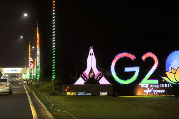 Traffics moves past an illuminated G20 logo near the airport ahead of this week’s summit of the Group of 20 nations in New Delhi, India, Wednesday, Sept. 6, 2023. (AP Photo/Manish Swarup)




Associated Press/LaPresse
Only Italy And Spain